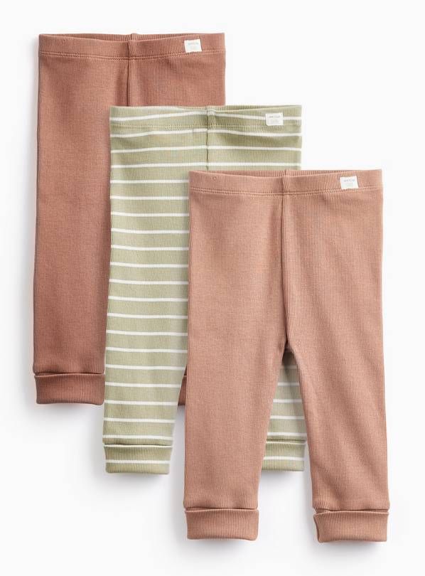 Brown Ribbed Leggings 3 Pack  12-18 months